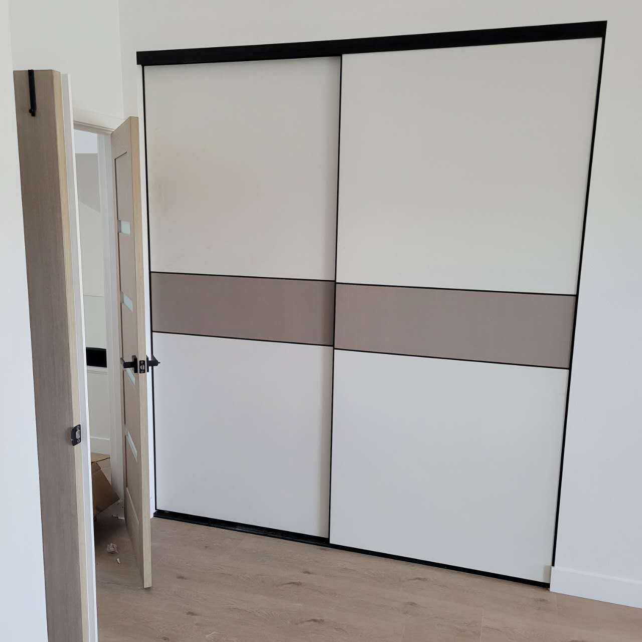 SHIFT | Tri-Grid Board Paneled Sliding Closet Doors