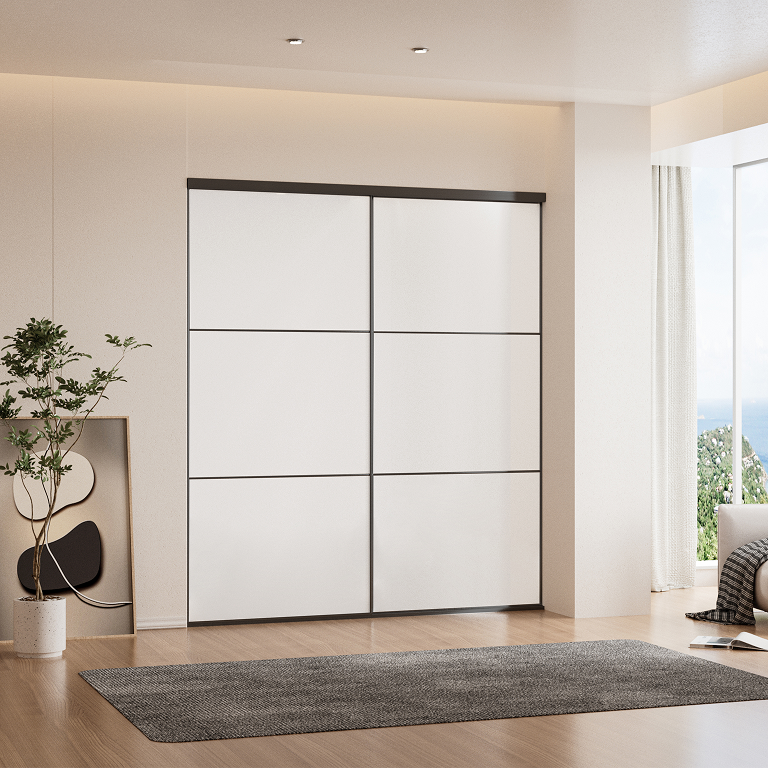 ARC | Tri-Grid White Board Sliding Closet Doors